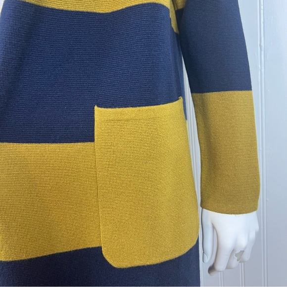 J. Crew Long Cardigan Sweater Wool Blend Open Front Pockets Women XS Striped - Picture 4 of 11